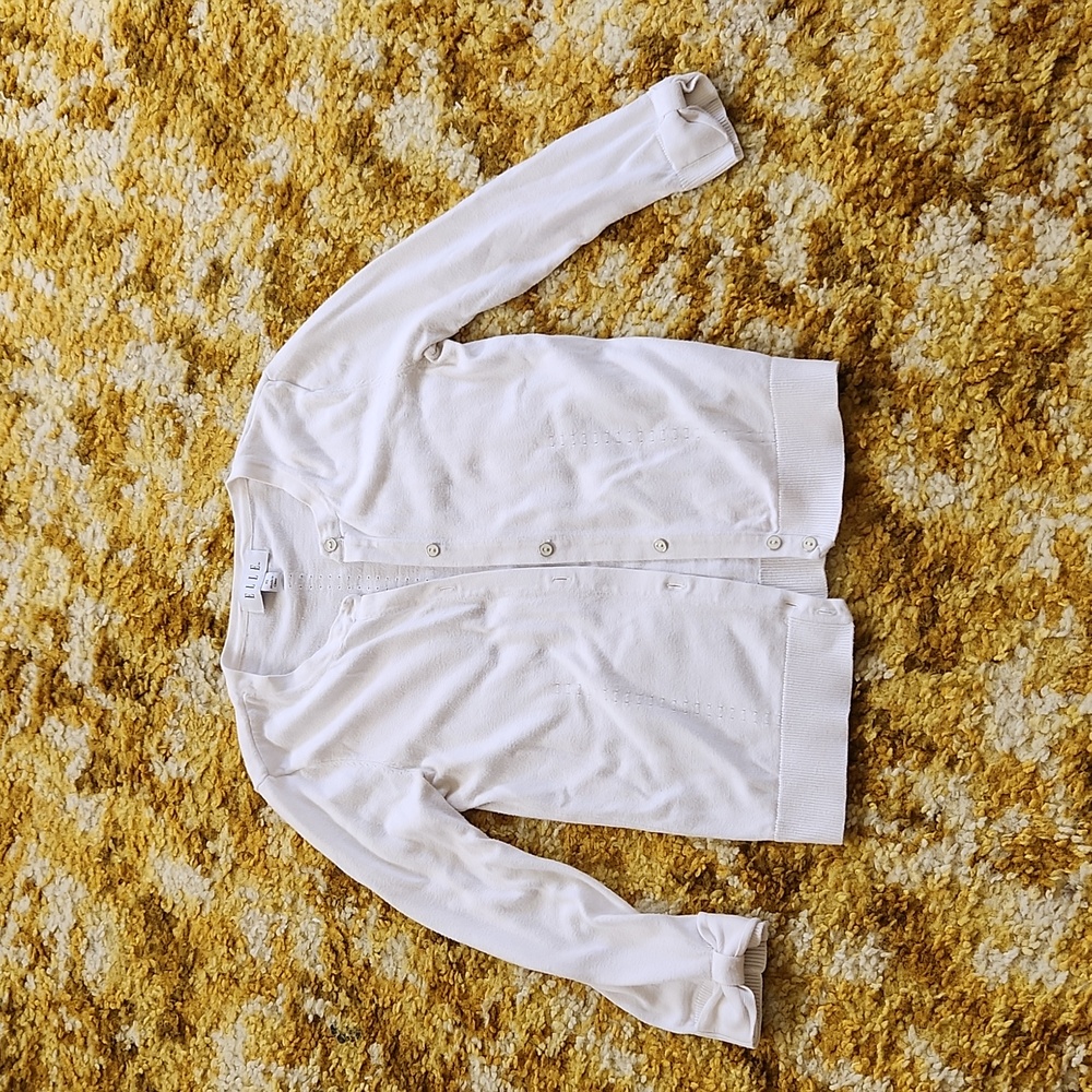 ELLE White Three Quarter Sleeve Cardigan